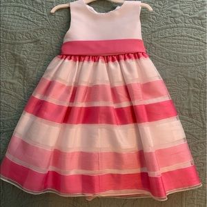 Little girls Easter pink and white formal wear dress
